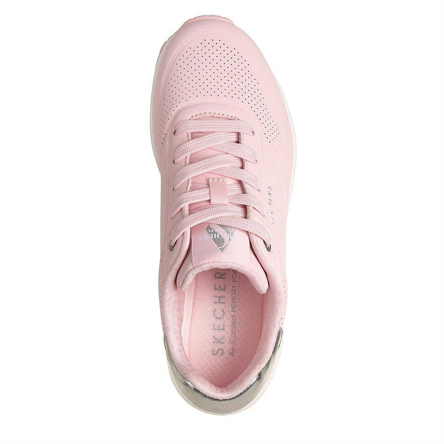 Pink-Metallic - Side - Skechers Womens-Ladies Uno Stand On Air Wedge Trainers