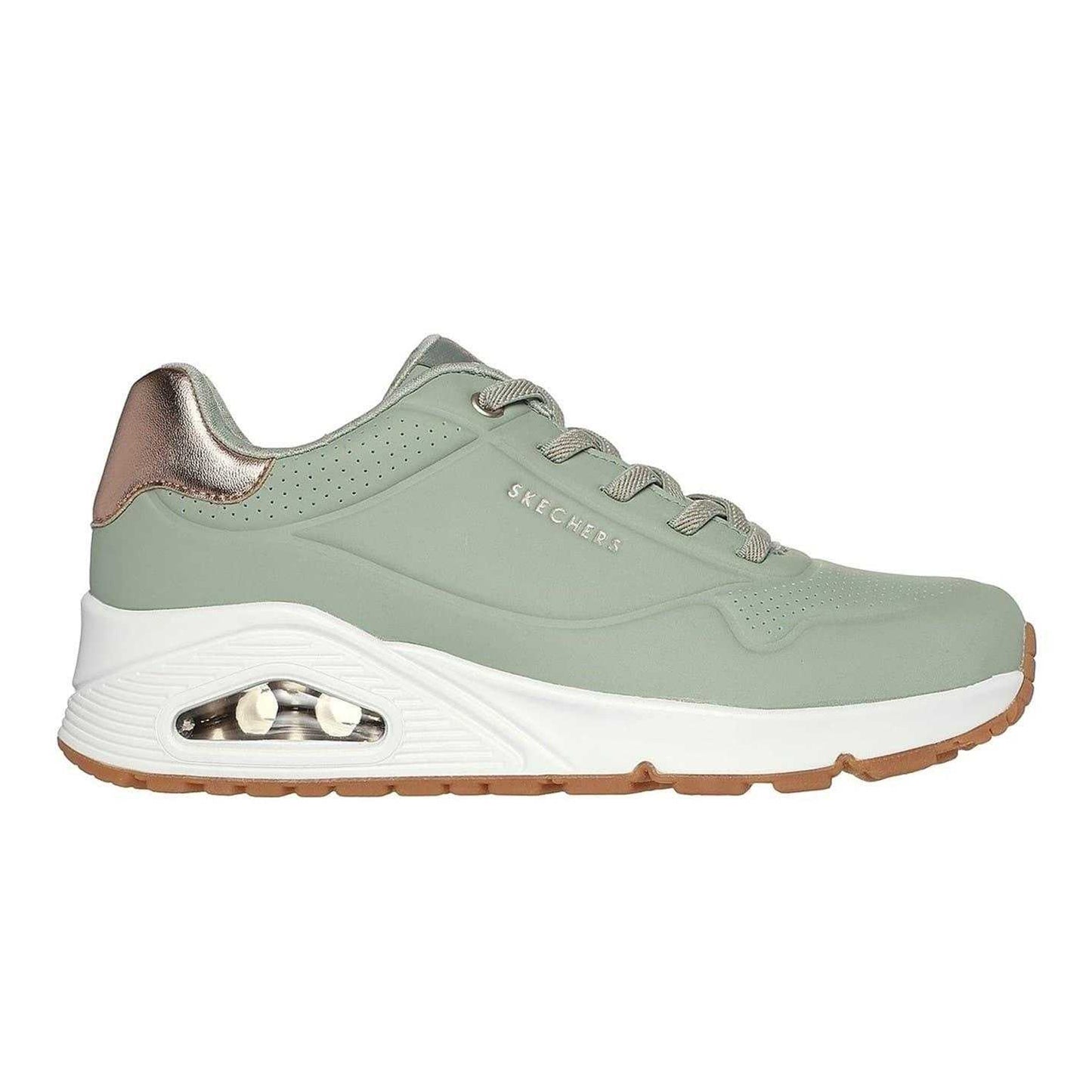 Sage - Side - Skechers Womens-Ladies Uno Stand On Air Wedge Trainers