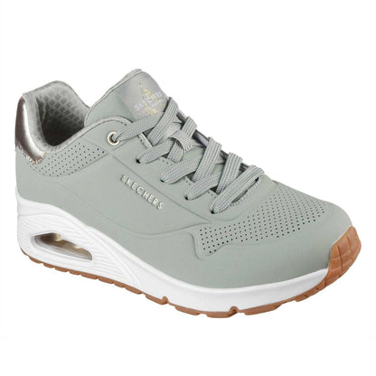Sage-Metallic Gold - Front - Skechers Womens-Ladies Uno Stand On Air Wedge Trainers