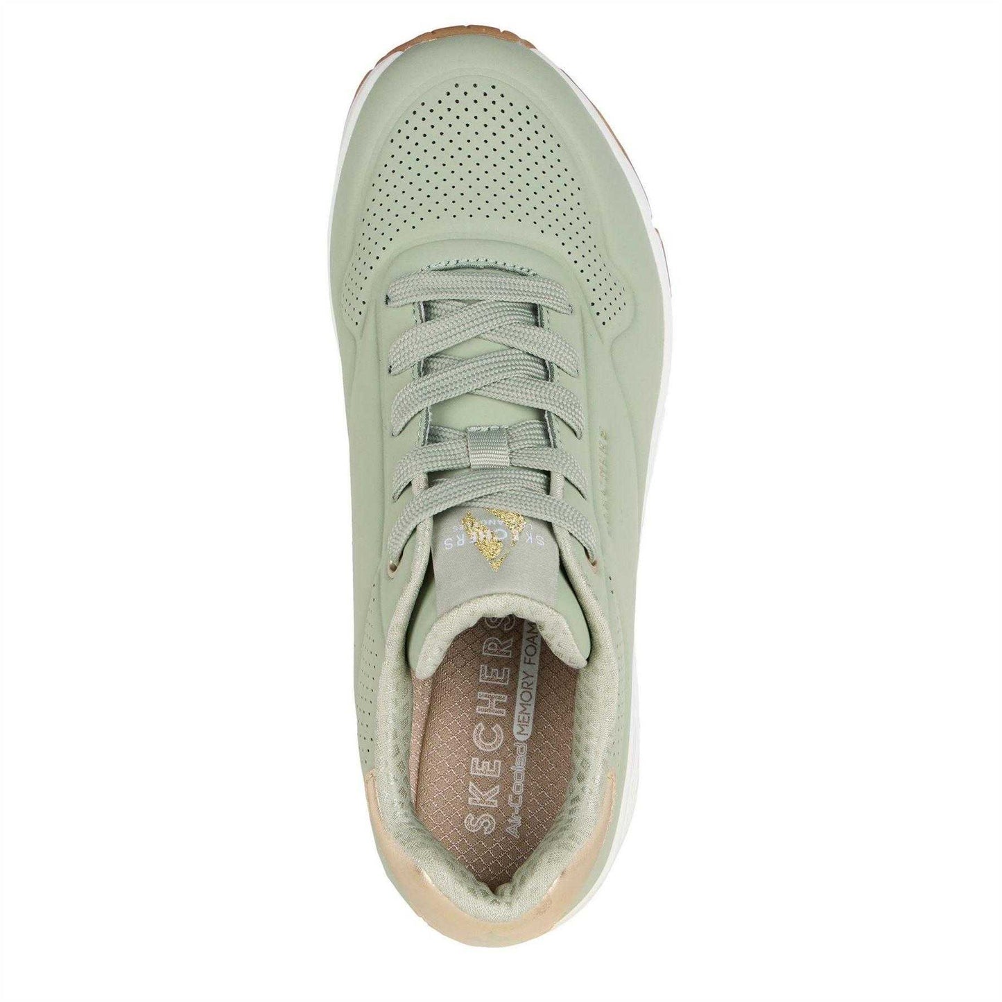 Sage-Metallic Gold - Lifestyle - Skechers Womens-Ladies Uno Stand On Air Wedge Trainers