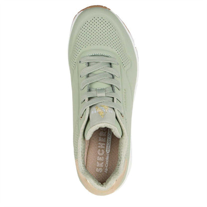 Sage-Metallic Gold - Lifestyle - Skechers Womens-Ladies Uno Stand On Air Wedge Trainers