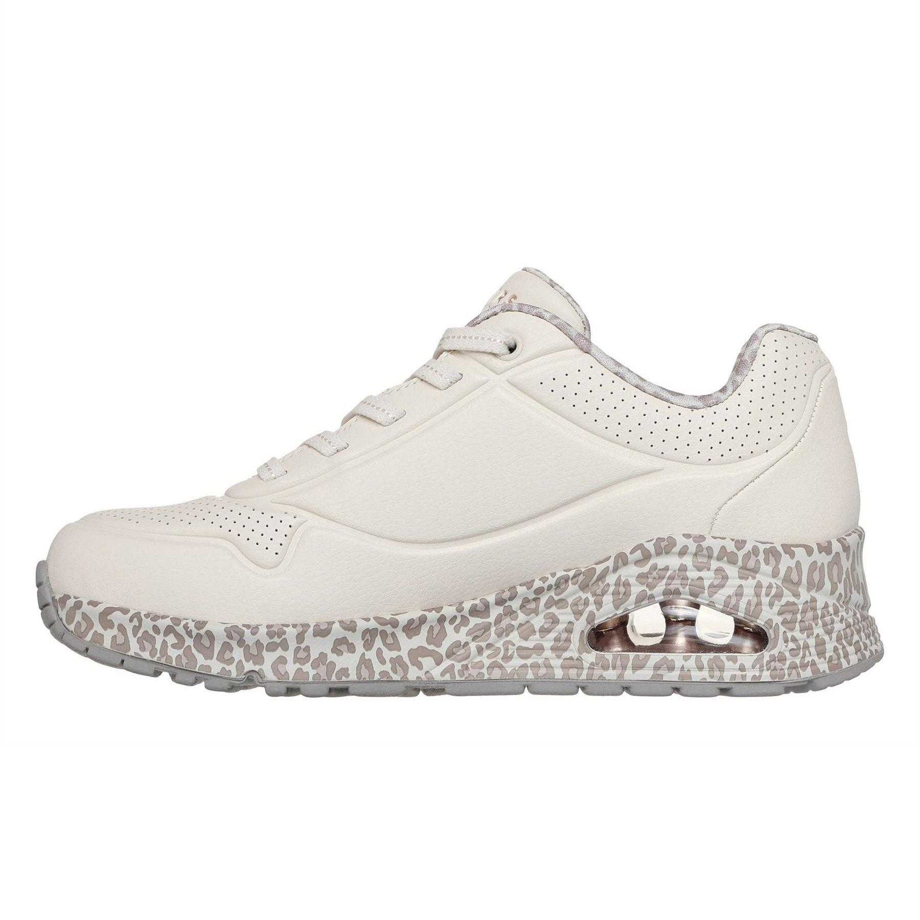 White - Back - Skechers Womens-Ladies Uno Stand On Air Wedge Trainers
