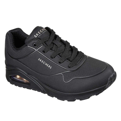 Black - Front - Skechers Womens-Ladies Uno Stand On Air Wedge Trainers
