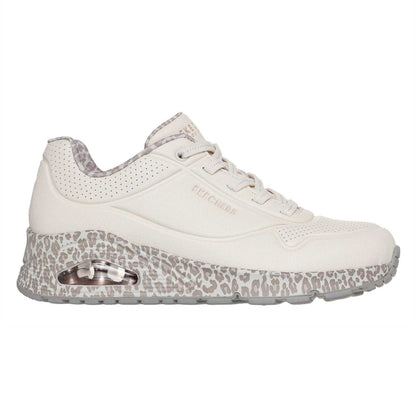 White - Side - Skechers Womens-Ladies Uno Stand On Air Wedge Trainers