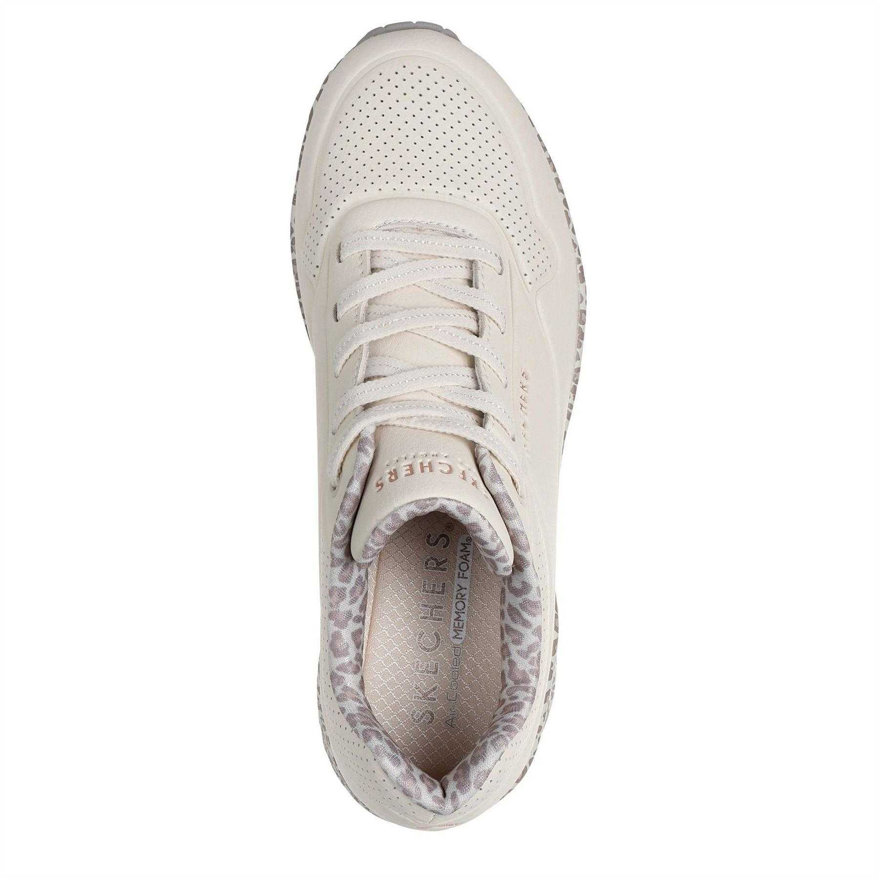 White - Lifestyle - Skechers Womens-Ladies Uno Stand On Air Wedge Trainers