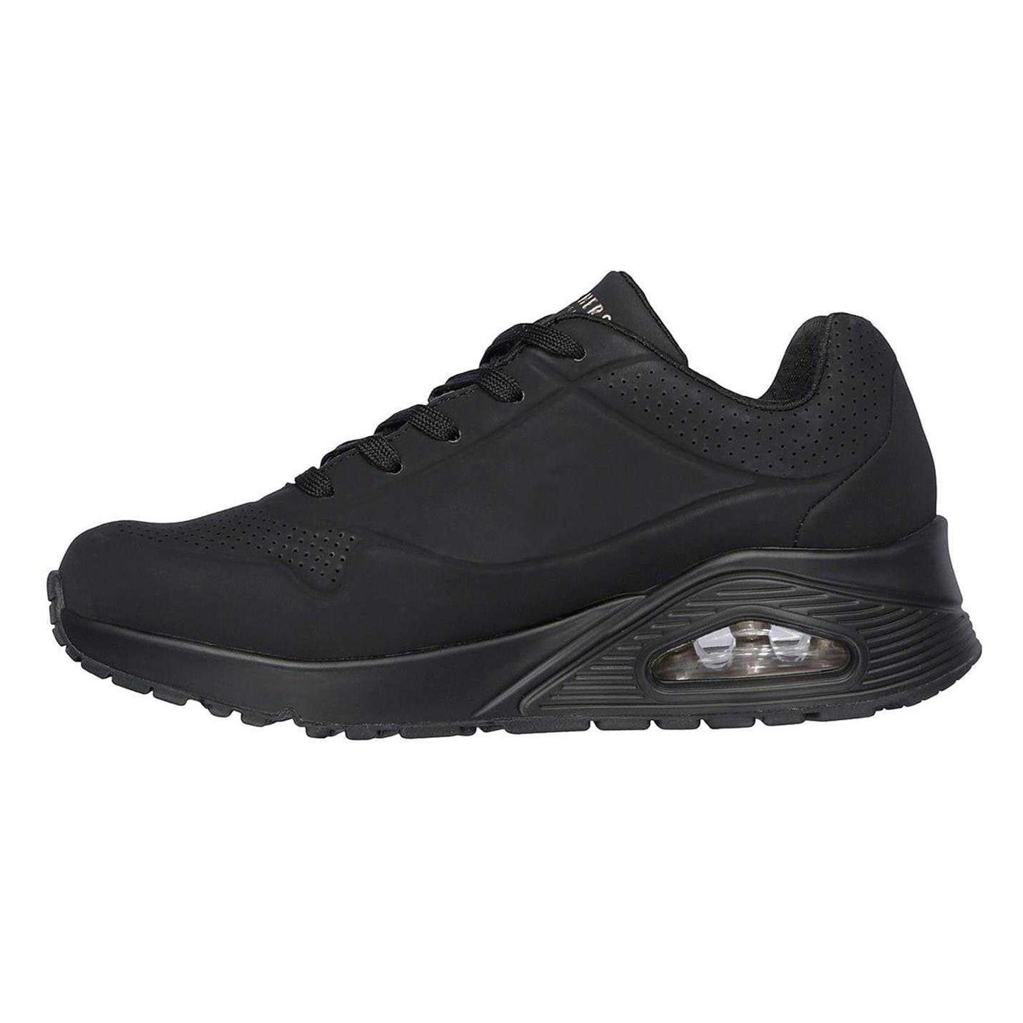 Black - Back - Skechers Womens-Ladies Uno Stand On Air Wedge Trainers
