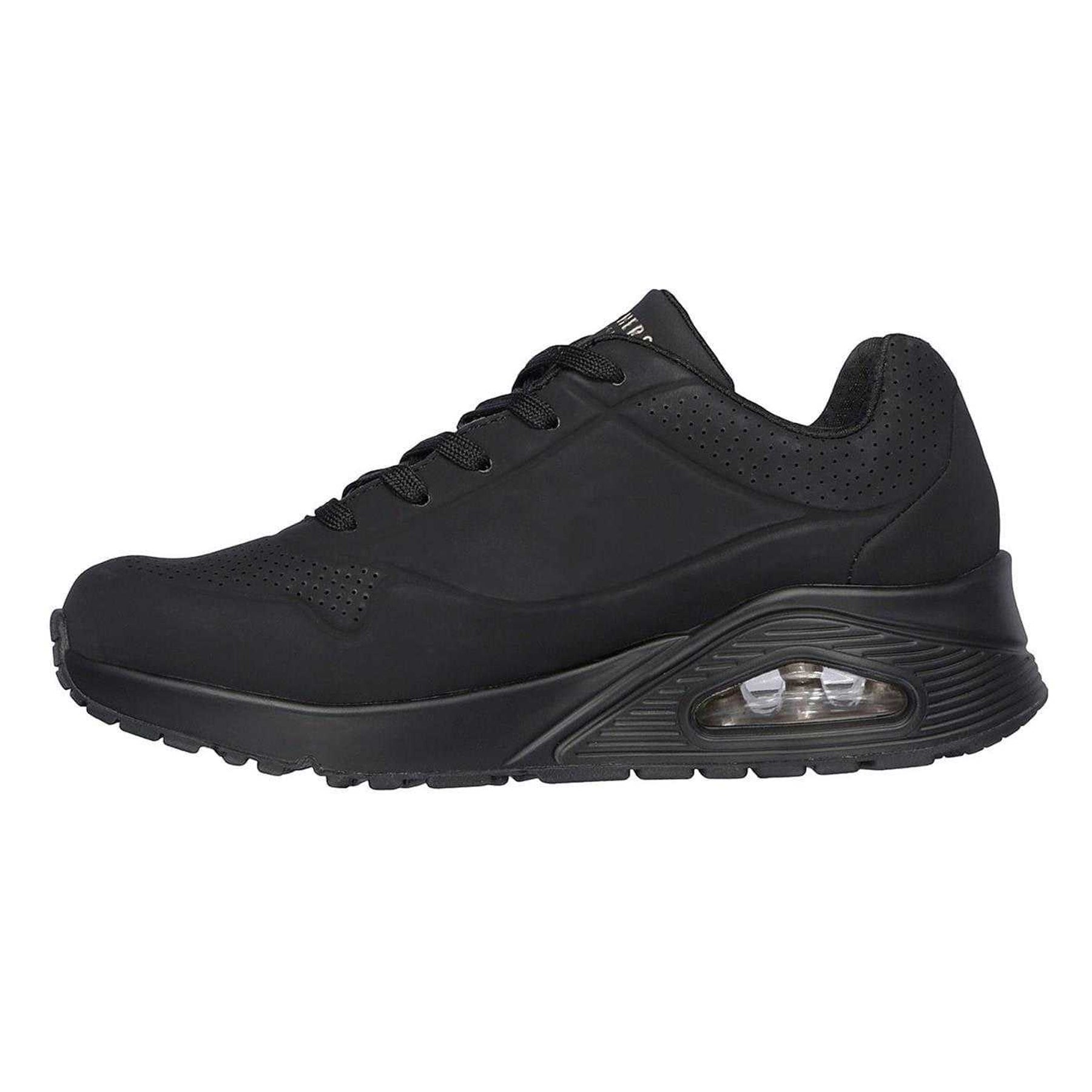 Black - Back - Skechers Womens-Ladies Uno Stand On Air Wedge Trainers
