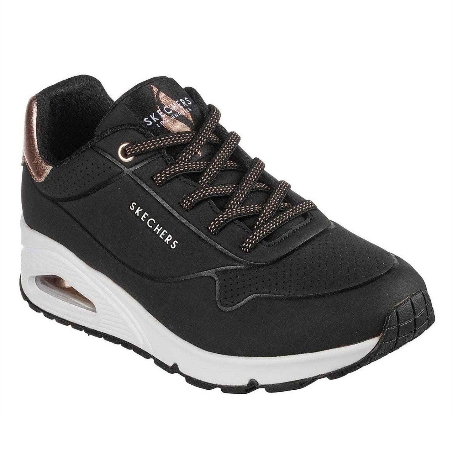 Black-Metallic - Front - Skechers Womens-Ladies Uno Stand On Air Wedge Trainers