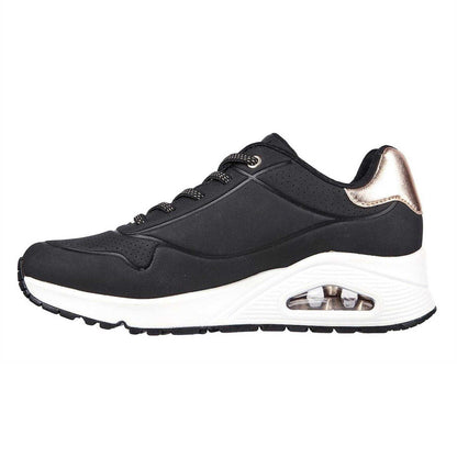 Black-Metallic - Back - Skechers Womens-Ladies Uno Stand On Air Wedge Trainers