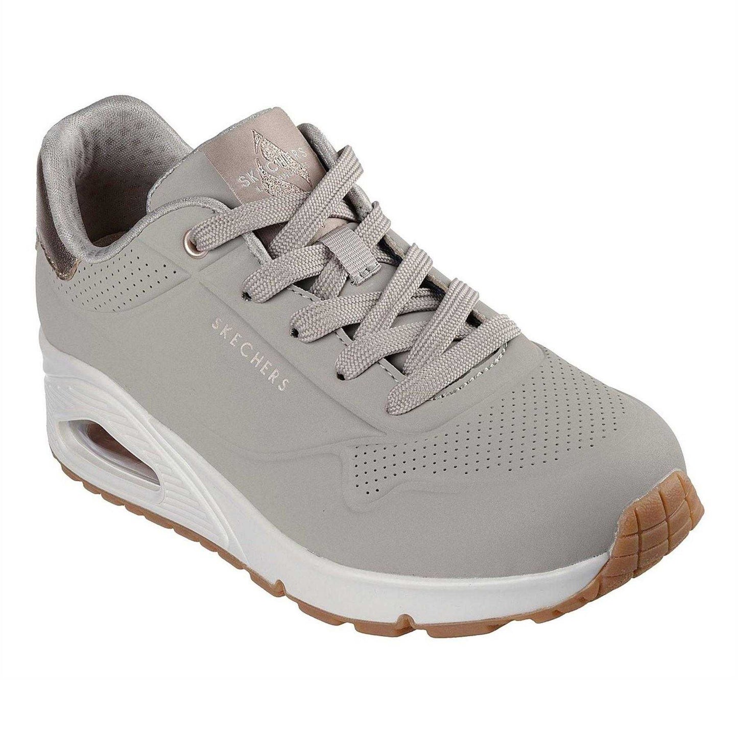 Beige - Front - Skechers Womens-Ladies Uno Stand On Air Wedge Trainers
