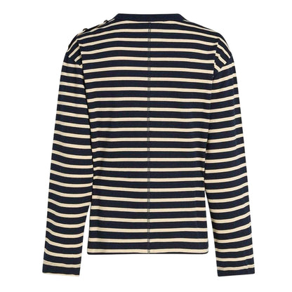 Abyss Blue - Back - Tommy Hilfiger Womens-Ladies Striped Organic Cotton Relaxed Fit Tank Top