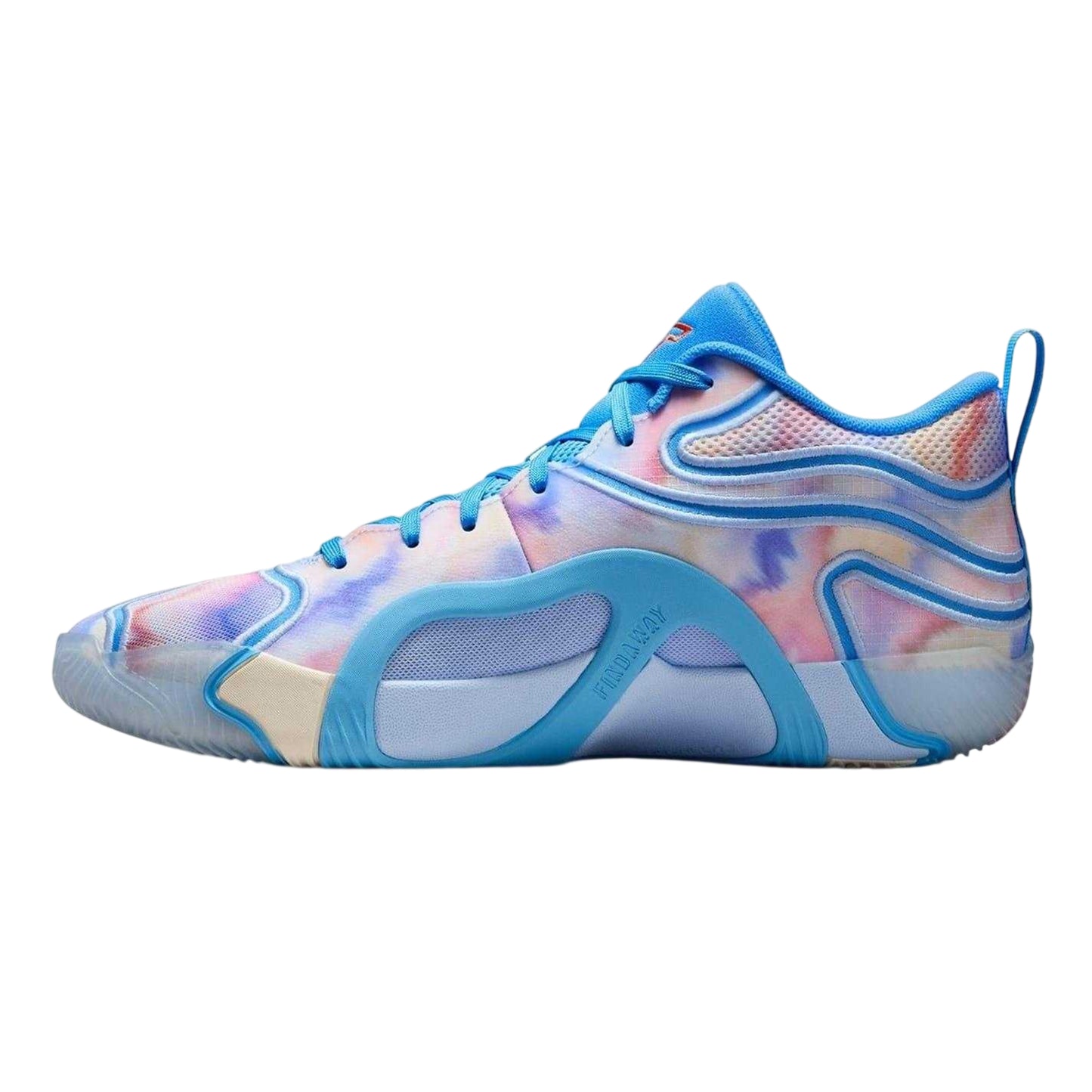 Blue-Ivory Tie Dye - Side - Air Mens Tie Dye Basketball Shoes