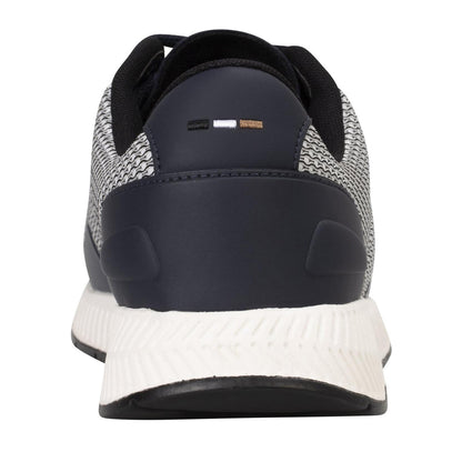 Navy Blue-White - Back - Boss Mens Titanium Mesh Low Trainers