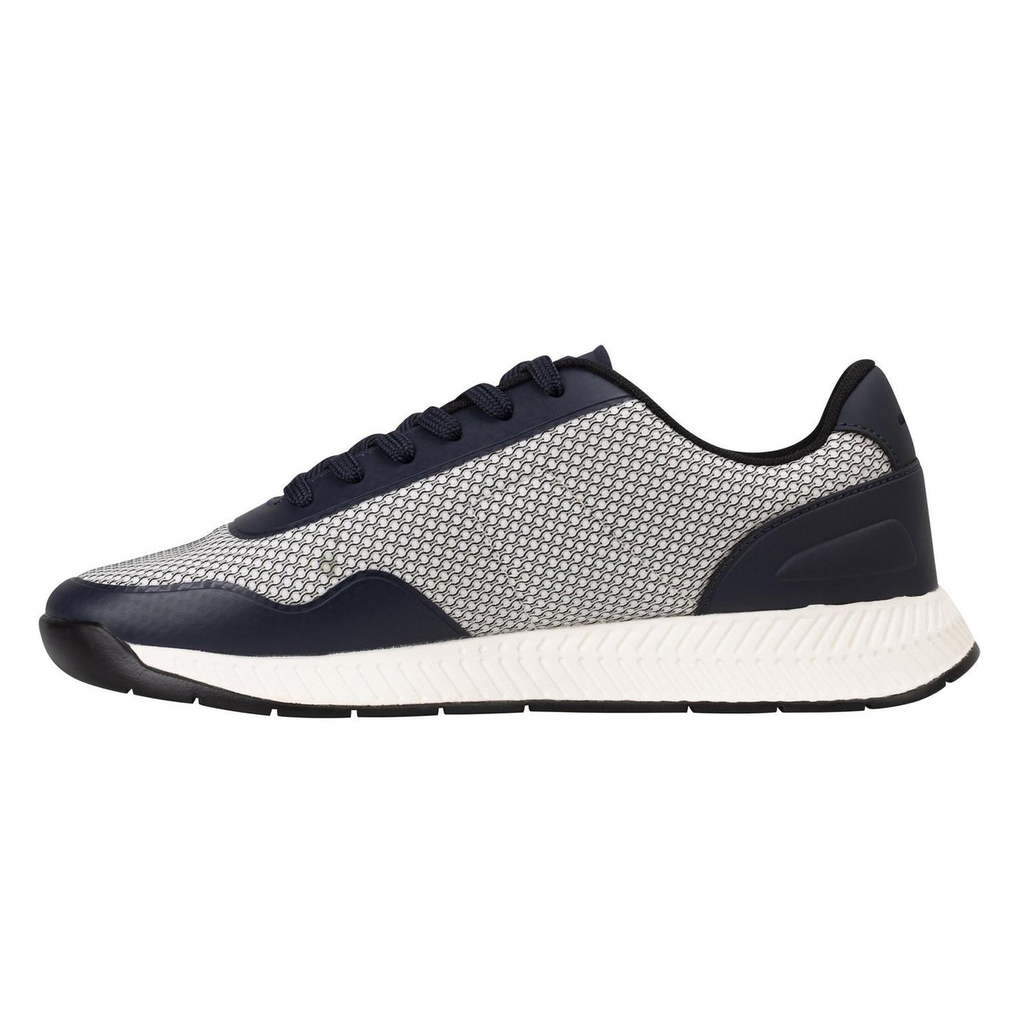 Navy Blue-White - Side - Boss Mens Titanium Mesh Low Trainers