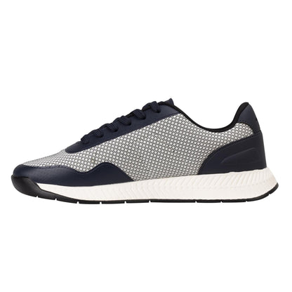 Navy Blue-White - Side - Boss Mens Titanium Mesh Low Trainers