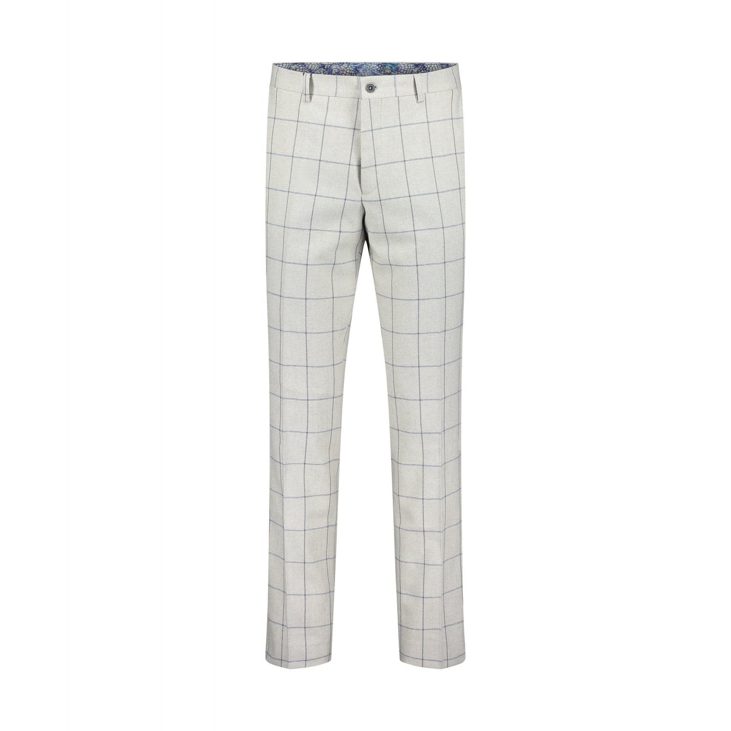 Grey - Front - Guide London Mens Italian Cotton Wool Checked Trousers