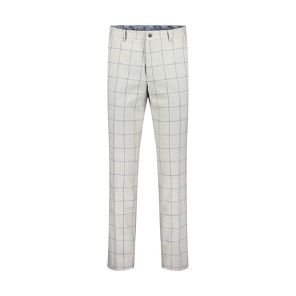 Grey - Front - Guide London Mens Italian Cotton Wool Checked Trousers