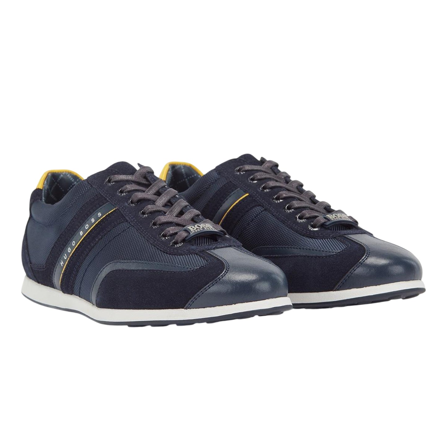 Navy - Front - Boss Mens Stiven Suede Trainers