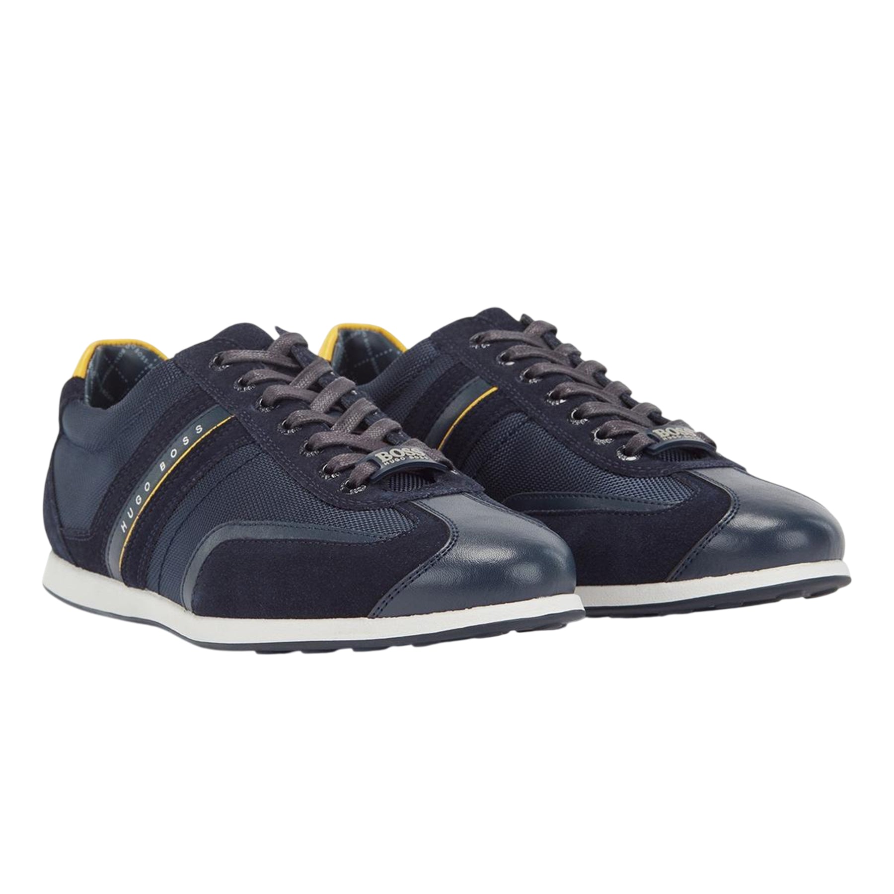 Navy - Front - Boss Mens Stiven Suede Trainers