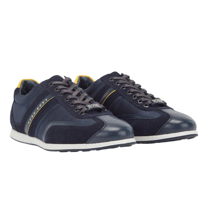 Navy - Front - Boss Mens Stiven Suede Trainers