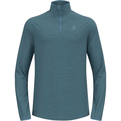 Blue - Front - Odlo Mens Essentials Quarter Zip Fleece Top
