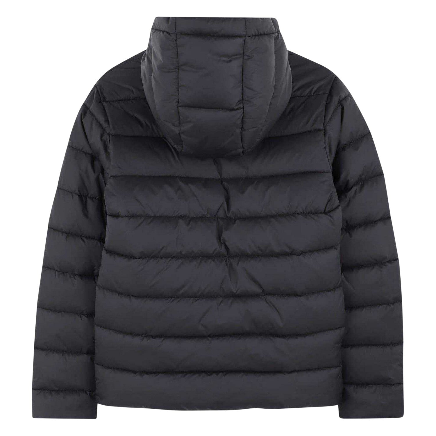 Black - Back - Boss Childrens-Kids Horizontal Stripe Hooded Regular Puffer Jacket