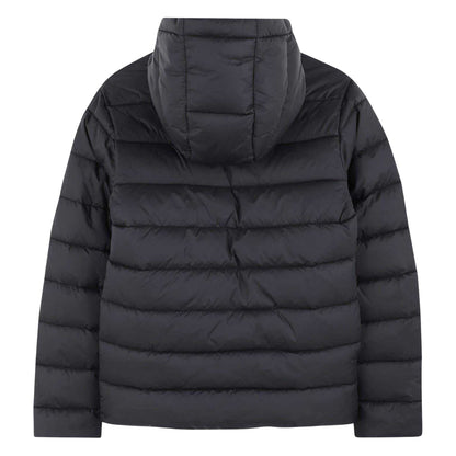 Black - Back - Boss Childrens-Kids Horizontal Stripe Hooded Regular Puffer Jacket