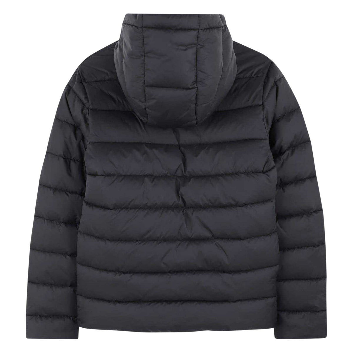 Black - Back - Boss Childrens-Kids Horizontal Stripe Hooded Regular Puffer Jacket