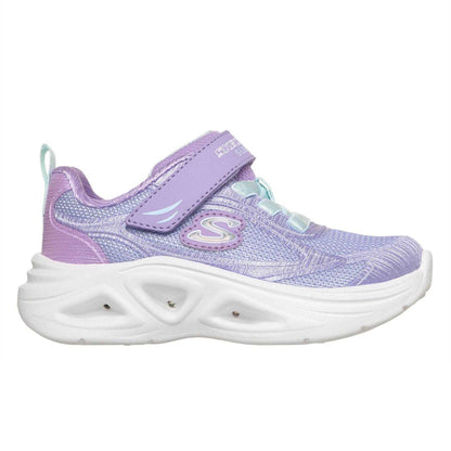 Lavender-Aqua - Side - Skechers Toddler Light Up Relaxed Fit Trainers