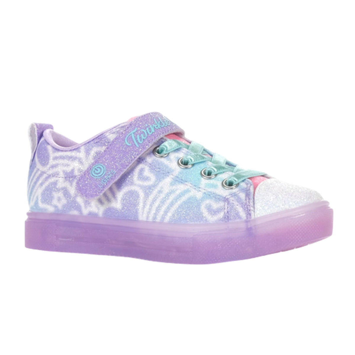 Lavender-Multicoloured - Side - Skechers Childrens-Kids Twinkle Toes Trainers