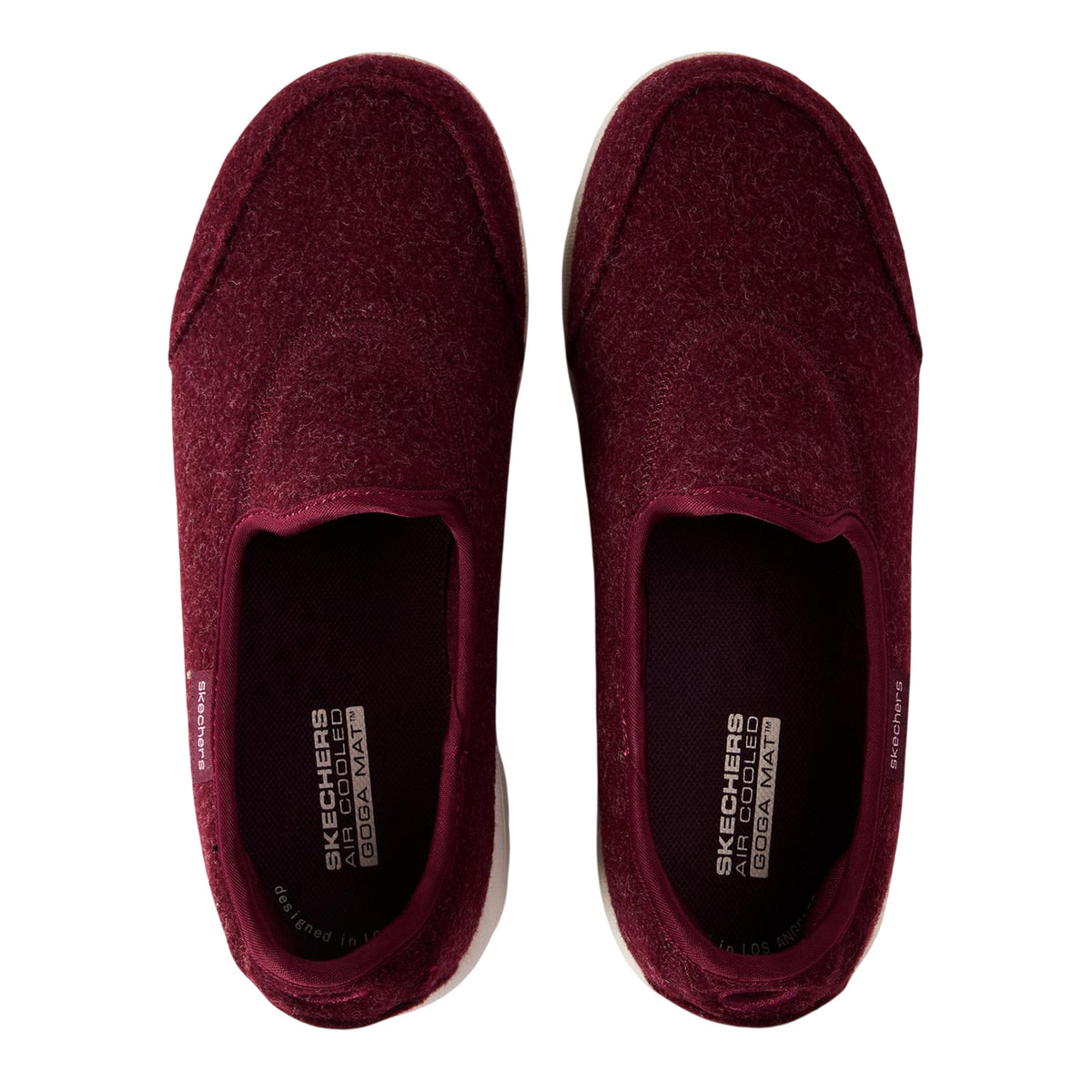 Burgundy - Side - Skechers Womens-Ladies Go Walk Wool Blend Trainers