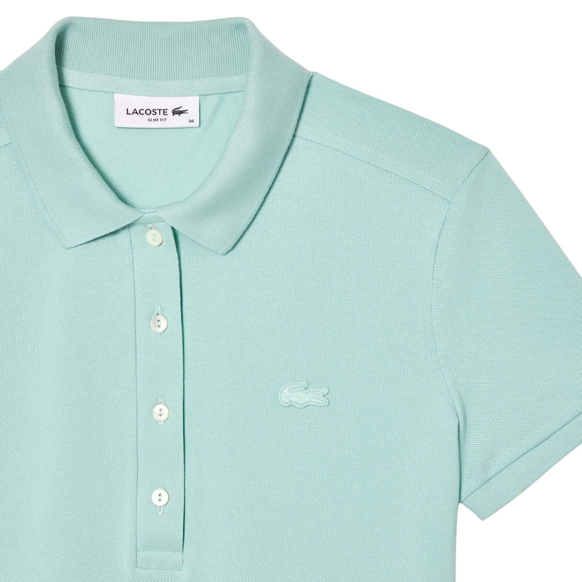 Green - Side - Lacoste Womens-Ladies L.12.D Mini Pique Slim Polo Shirt