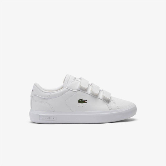 White - Front - Lacoste Childrens-Kids Powercourt Trainers