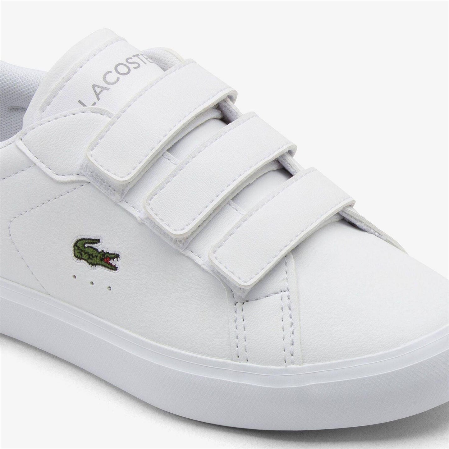White - Side - Lacoste Childrens-Kids Powercourt Trainers
