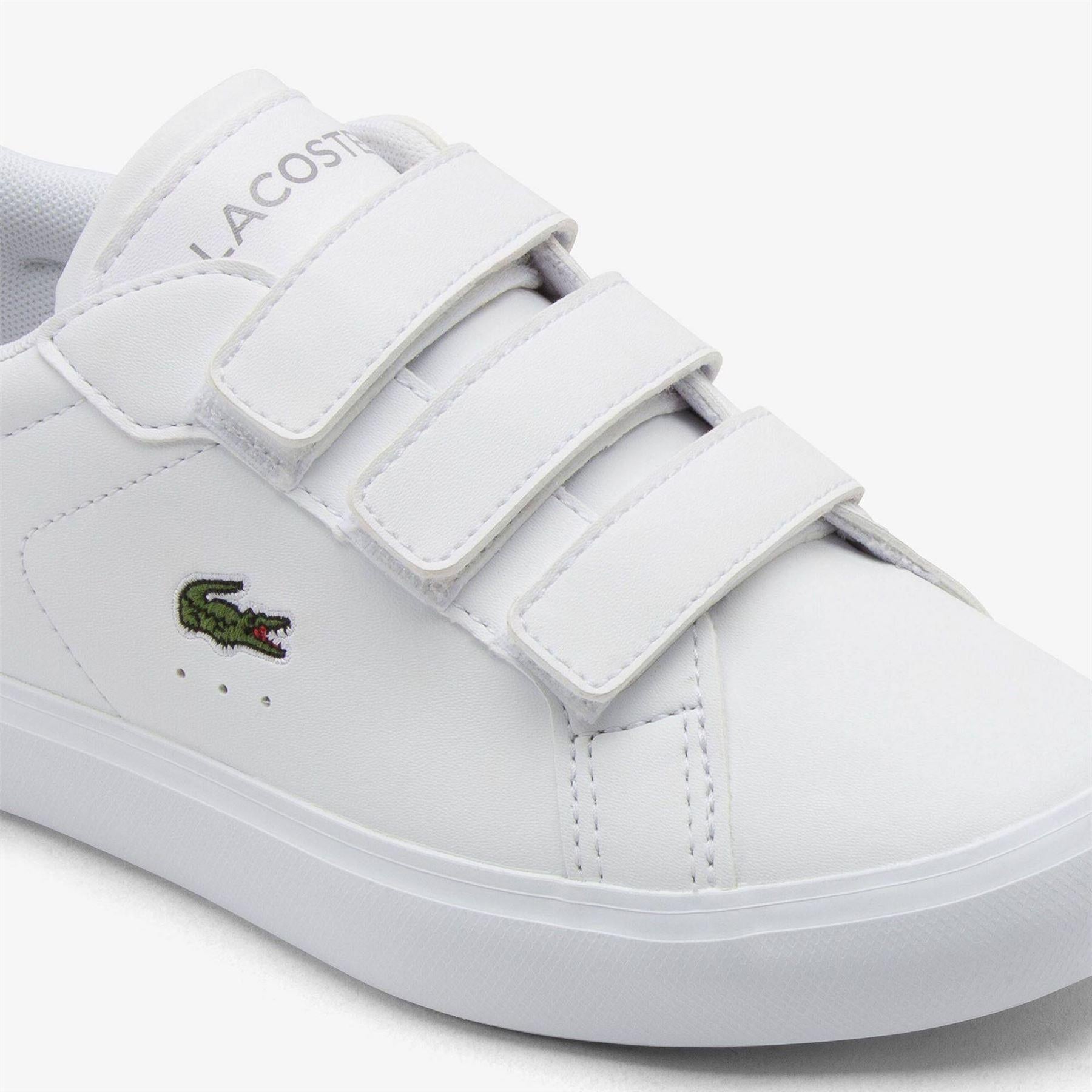 White - Side - Lacoste Childrens-Kids Powercourt Trainers