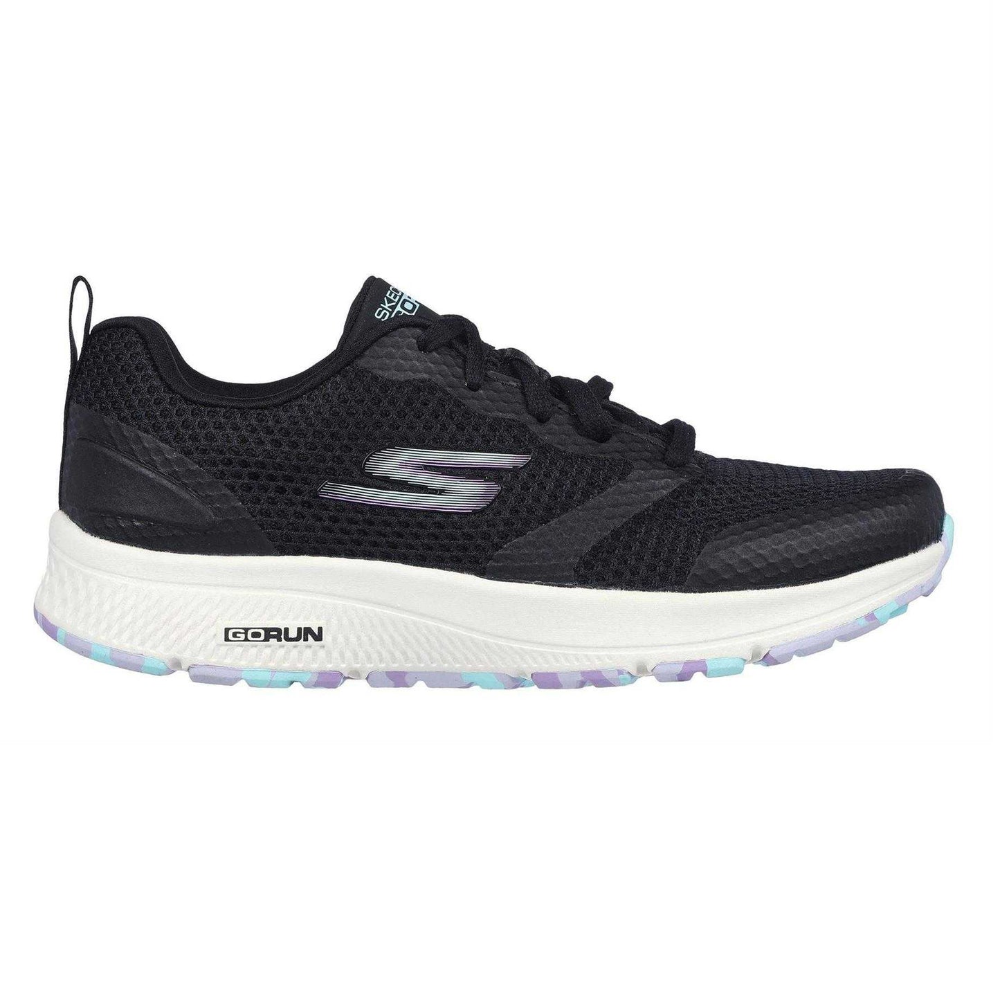Black-Lavender - Side - Skechers Girls Go Run Trainers