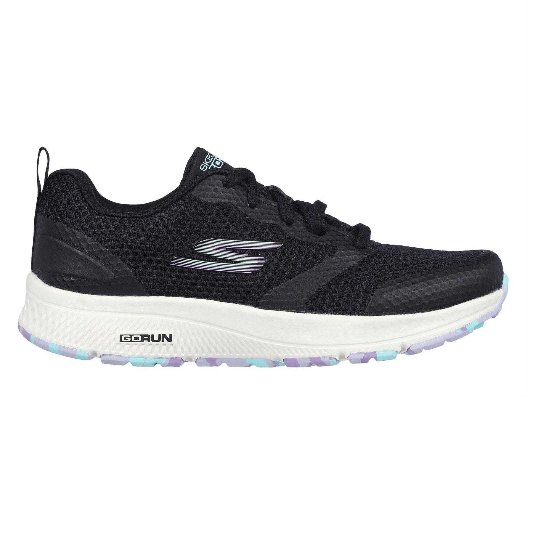 Black-Lavender - Side - Skechers Girls Go Run Trainers