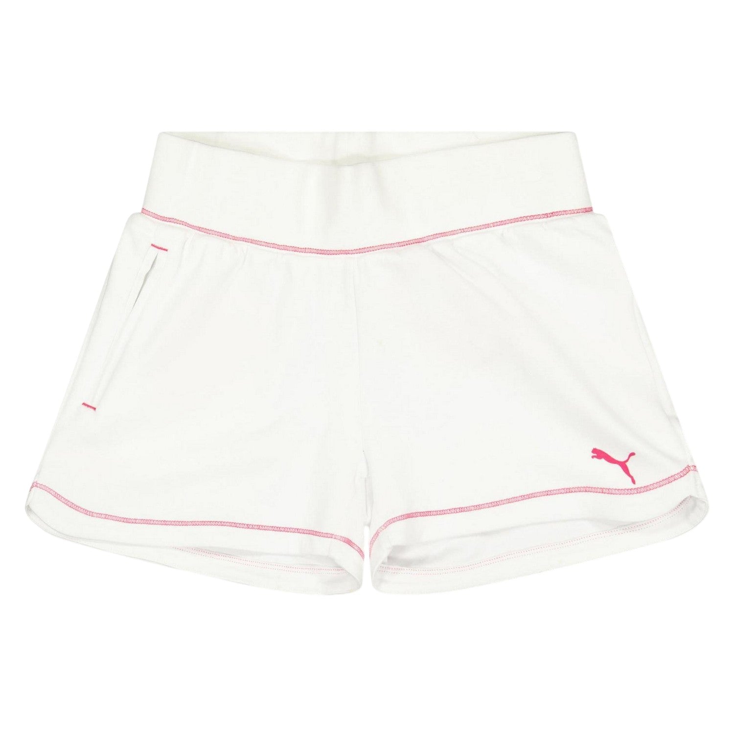 White - Front - Puma Childrens-Kids Knitted Logo Shorts