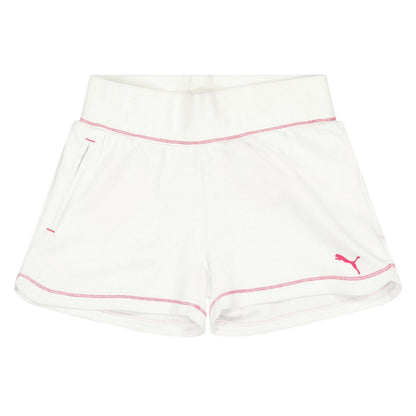 White - Front - Puma Childrens-Kids Knitted Logo Shorts