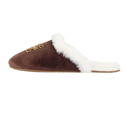 Brown - Back - Biba Womens-Ladies Embroidered Mules