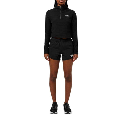 Black - Side - The North Face Womens-Ladies 100 Glacier Cropped Fleece Top