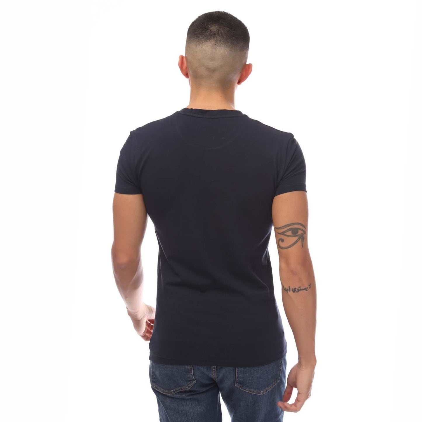 Navy - Back - Emporio Armani Mens Crew Neck T-Shirt