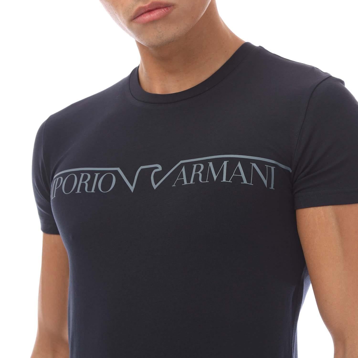 Navy - Side - Emporio Armani Mens Crew Neck T-Shirt
