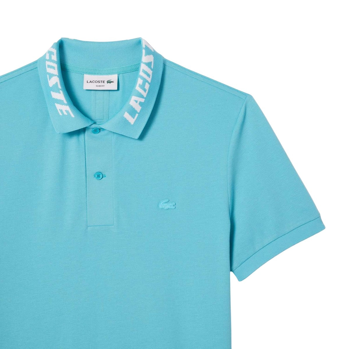 Blue - Side - Lacoste Mens Stretch Branded Slim Polo Shirt