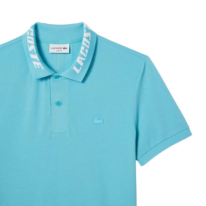 Blue - Side - Lacoste Mens Stretch Branded Slim Polo Shirt
