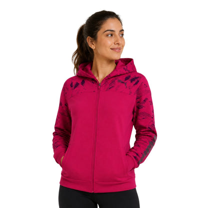 Pink - Back - Puma Womens-Ladies Urban Logo Quarter Zip Sports Full Zip Hoodie