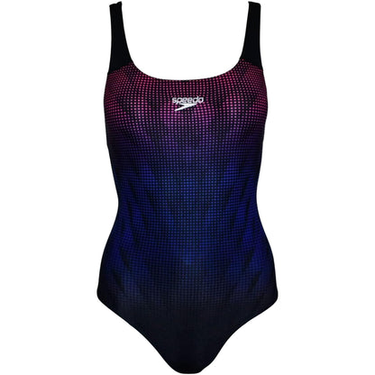 Black - Front - Speedo Womens-Ladies Digital Print One Piece Swimsuit