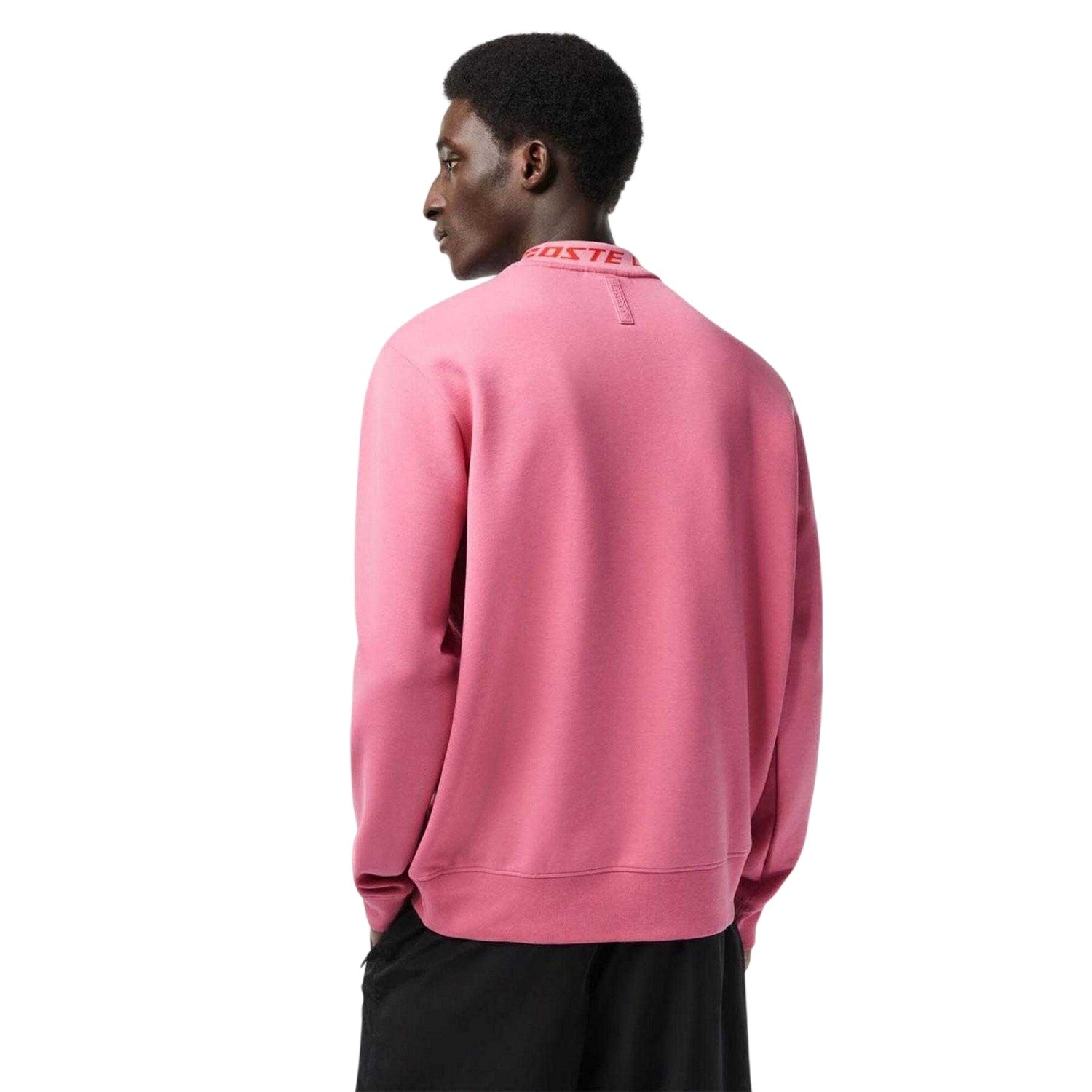 Pink - Back - Lacoste Mens Logo Double-Face Sweatshirt
