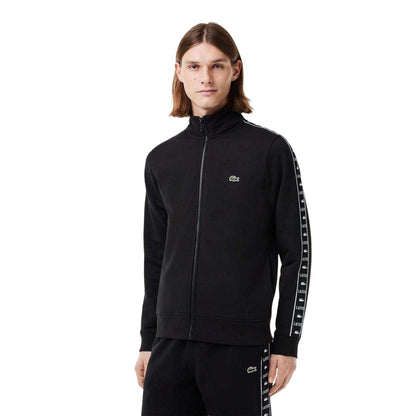 Black - Side - Lacoste Mens Stripe Full Zip Sweatshirt
