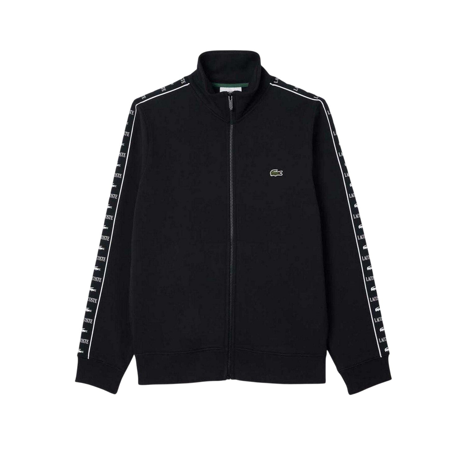 Black - Front - Lacoste Mens Stripe Full Zip Sweatshirt